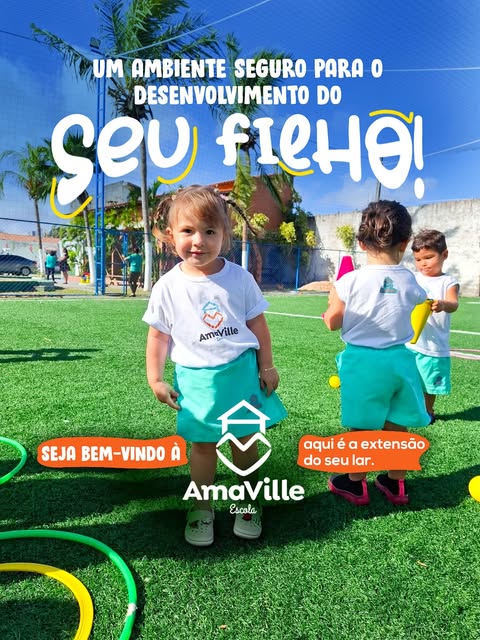 Crianças da AmaVille brincando ao ar livre